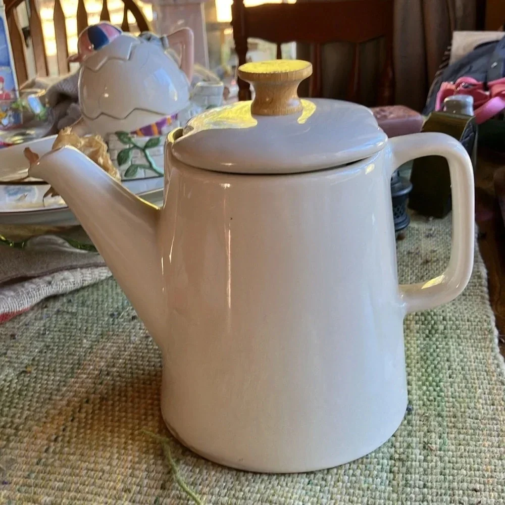 IKEA tea pot with wood knob white large coffee carafe or tea pot